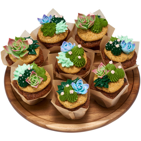 Green Succulents Gum Paste Flowers - 12 per order
