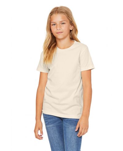 Bella Canvas 3001Y Youth Short Sleeve Cotton Fabric - Natural, Crew Neck, Short Sleeve, 4.2 Oz, 32 Single (1 Piece)