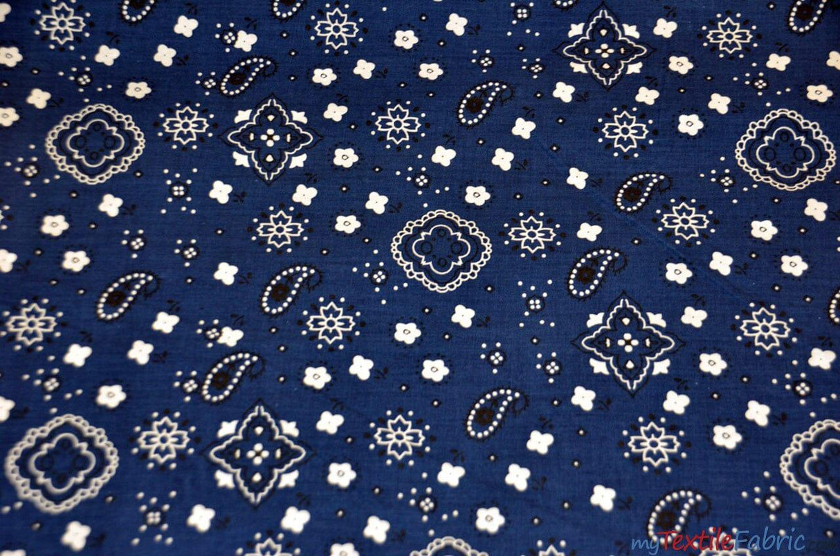Bandana Cotton Print Polyester Cotton Broadcloth Fabric - Multiple Colors, 58/60" Width (1 Yard)