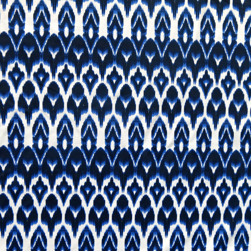 Navy Blue Ikat Stripe Nylon Spandex Swim Knit