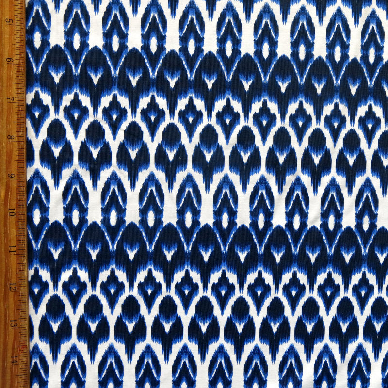 Navy Blue Ikat Stripe Nylon Spandex Swim Knit