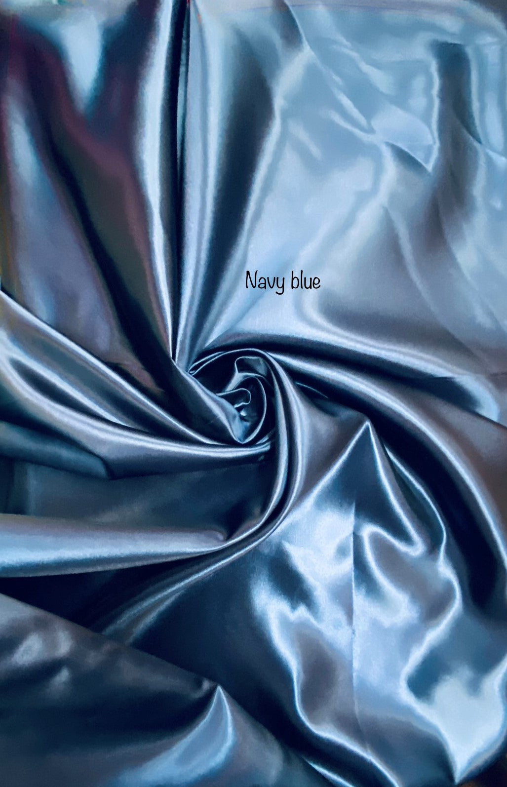 Navy Bridal Satin Polyester Fabric - Navy, 58"-60" Width (1 Yard)