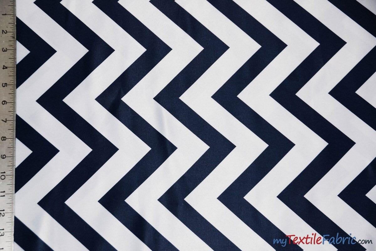 Chevron Lamour Satin Polyester Fabric - Chevron Print, 58/60" Width, Multiple Colors (1 Yard)