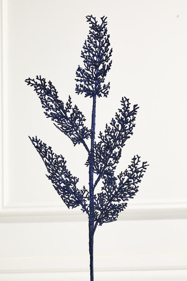 31 Inch Sequin Coral Leaf Spray – Jewel-Tone Glam for Festive Holiday Displays