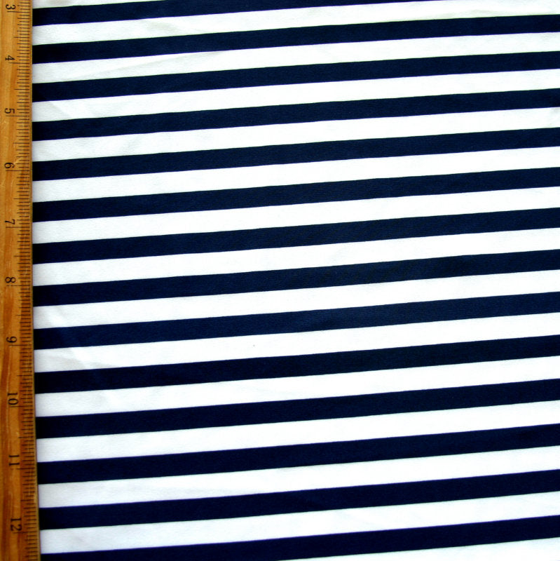 Navy and White Stripe Nylon Lycra Swimsuit Fabric