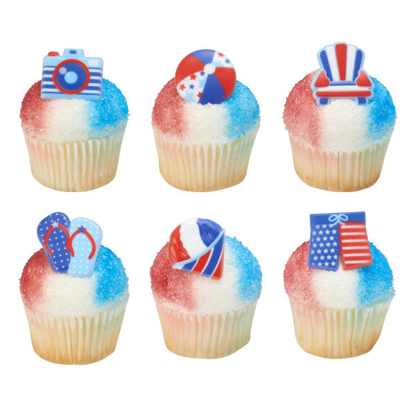 Summer Fun beach themed Cupcake Cake Decorating Rings 12 set
