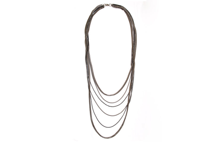 Layered Chain Necklace Gunmetal
