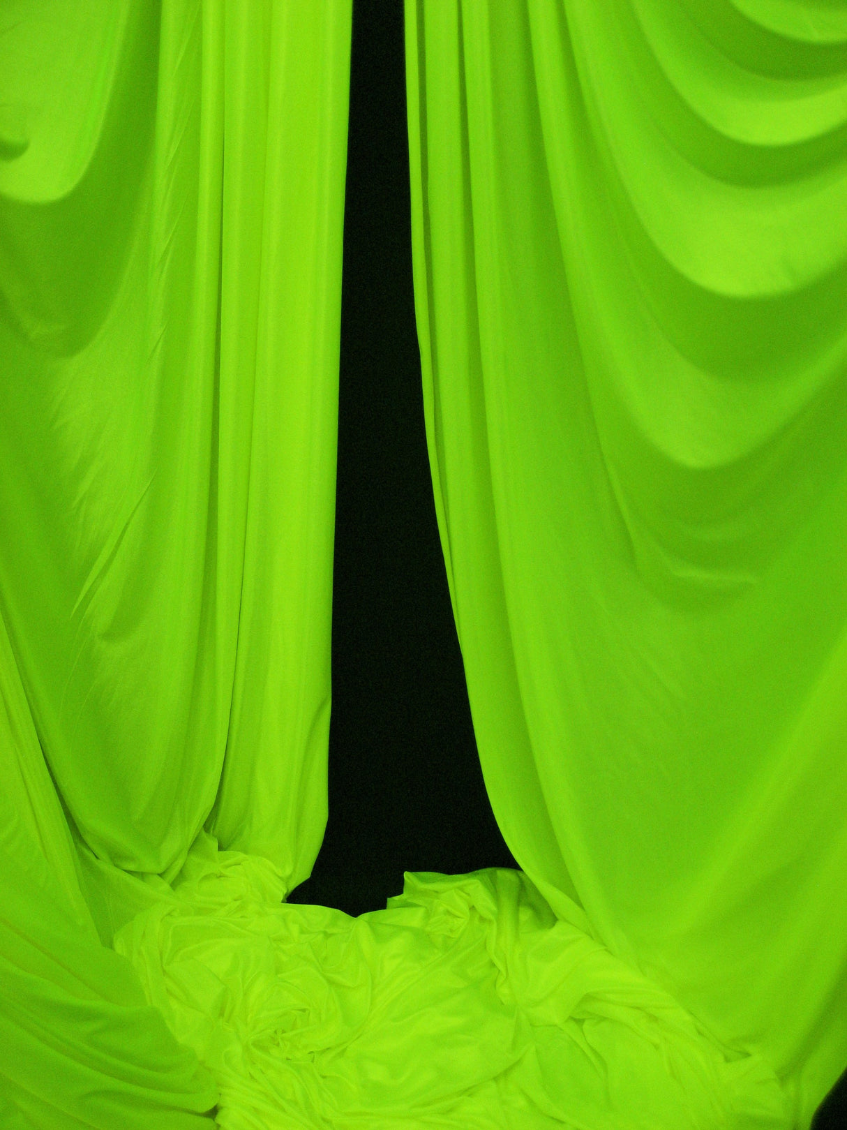 Low Stretch Neon Green Polyester Fabric - Neon Green, 40 Denier Tricot, 108"-120" Width (1 Yard)