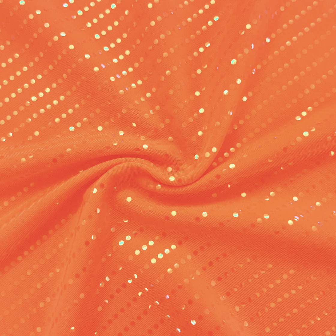 Waterfall On Polyester Spandex Fabric - Iridescent Sequin Dots, 56" Width (1 Yard)