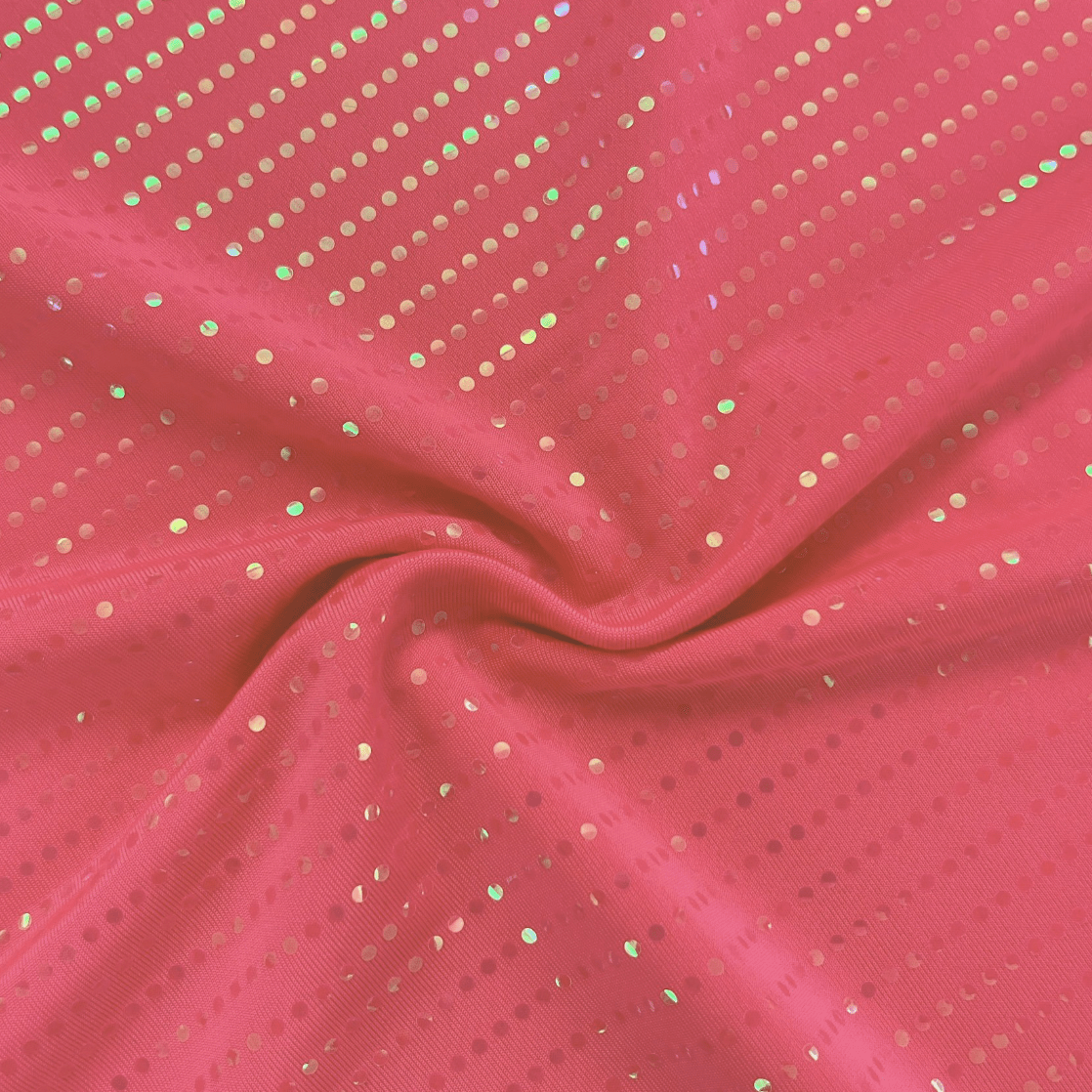 Waterfall On Polyester Spandex Fabric - Iridescent Sequin Dots, 56" Width (1 Yard)