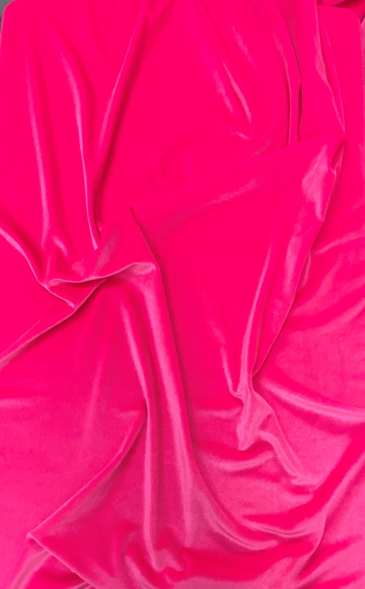 Neon Pink Stretch Velvet Fabric - Neon Pink, 58"-60" Width