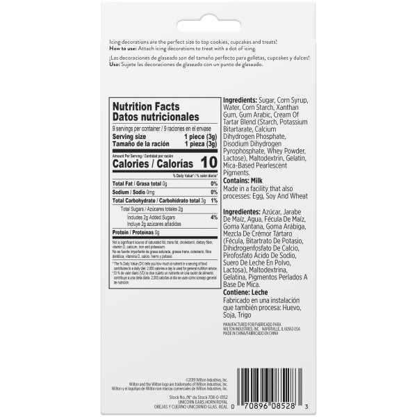 Wilton Unicorn Ears and Horn Icing Decorations, 0.88 oz. 9 Count