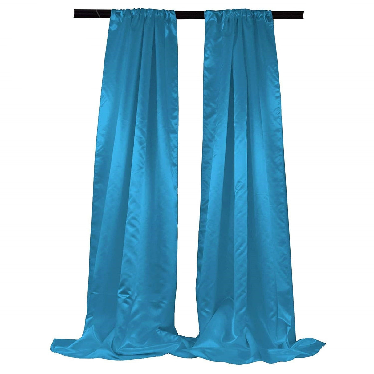 Bridal Satin Backdrop Satin Fabric - Royal Blue, 4" Rod Pocket, 58" Width x 8 Feet Height (1 Pair)