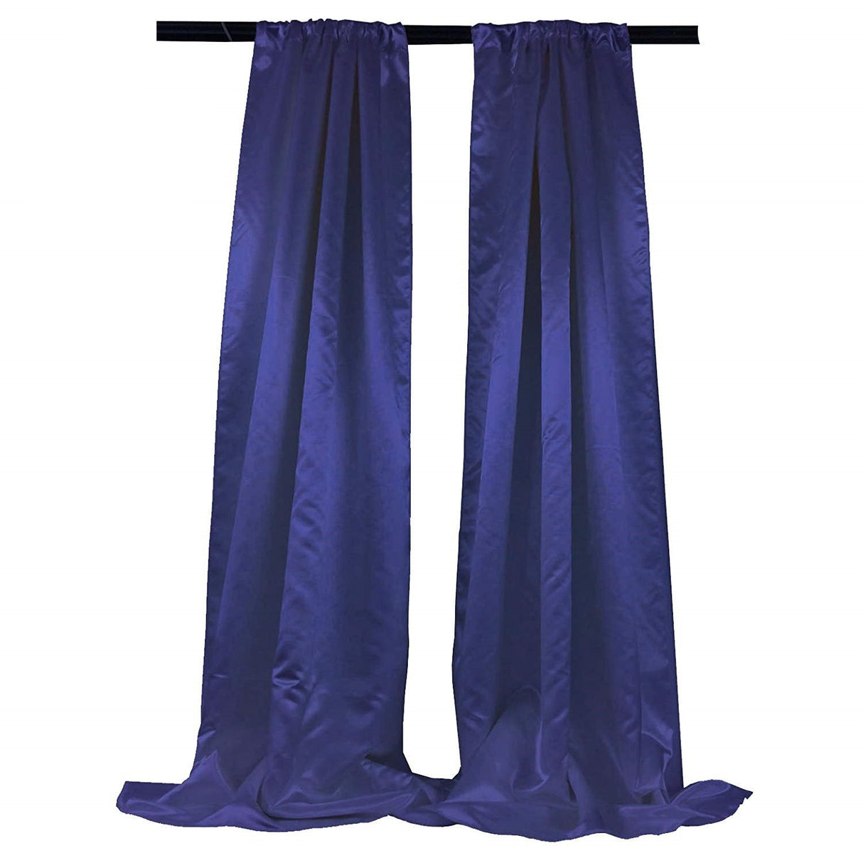 Bridal Satin Backdrop Satin Fabric - Royal Blue, 4" Rod Pocket, 58" Width x 8 Feet Height (1 Pair)