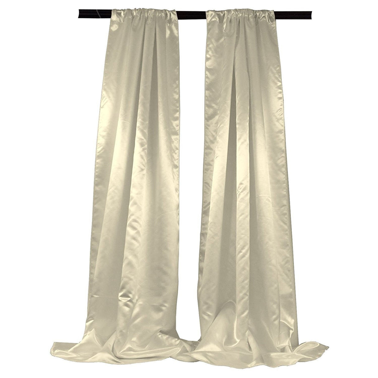 Bridal Satin Fabric - Ivory, 4" Rod Pocket, 58" Width x 8 Feet Height (1 Pair)