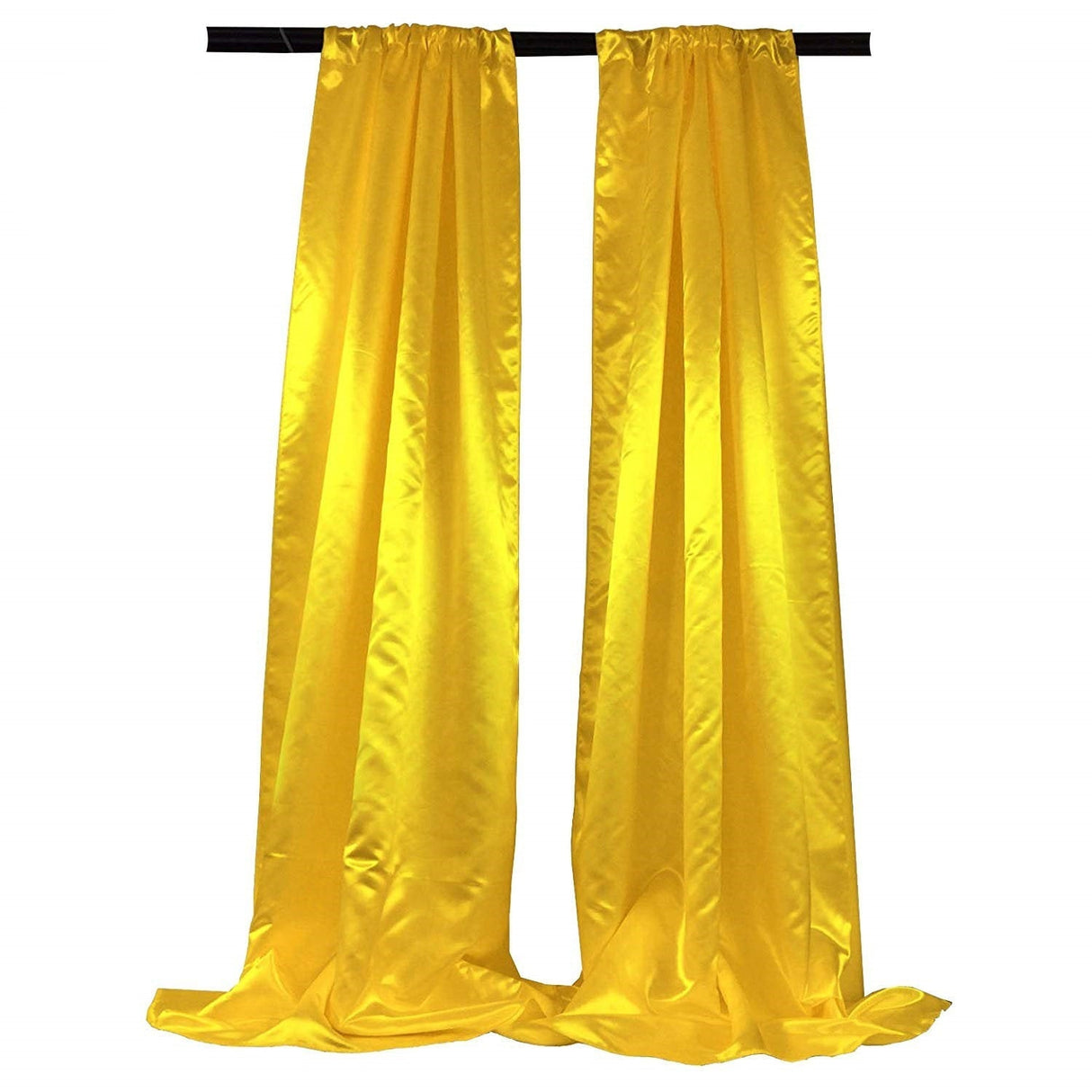 Bridal Satin Backdrop Satin Fabric - Royal Blue, 4" Rod Pocket, 58" Width x 8 Feet Height (1 Pair)