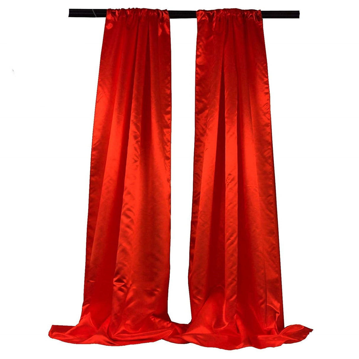 Bridal Satin Fabric - Ivory, 4" Rod Pocket, 58" Width x 8 Feet Height (1 Pair)