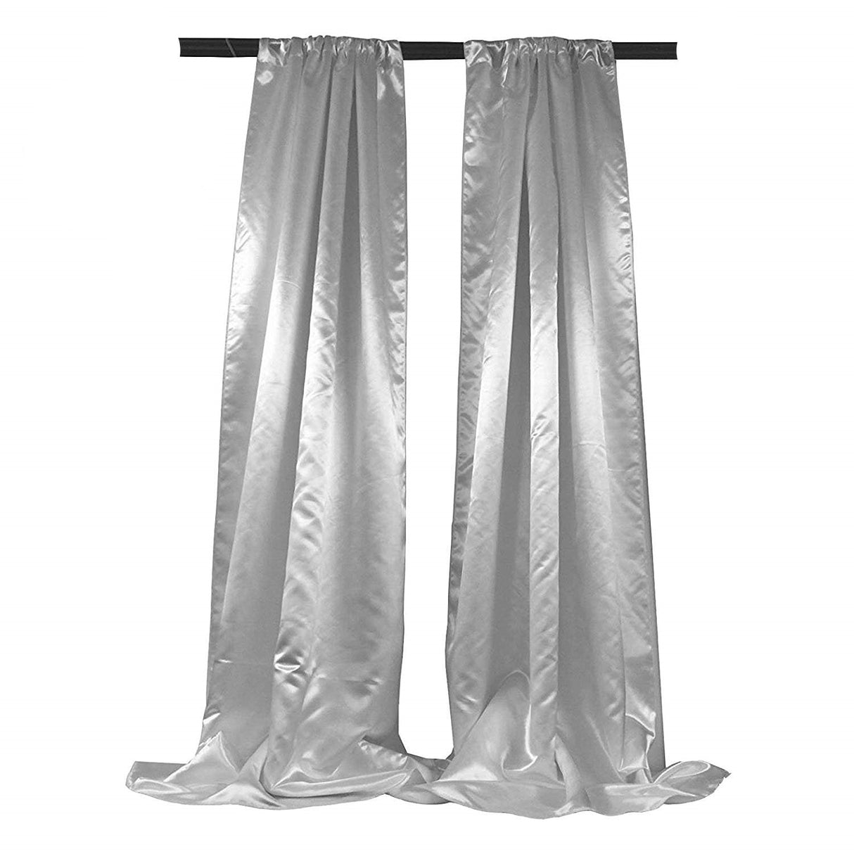 Bridal Satin Backdrop Satin Fabric - Royal Blue, 4" Rod Pocket, 58" Width x 8 Feet Height (1 Pair)