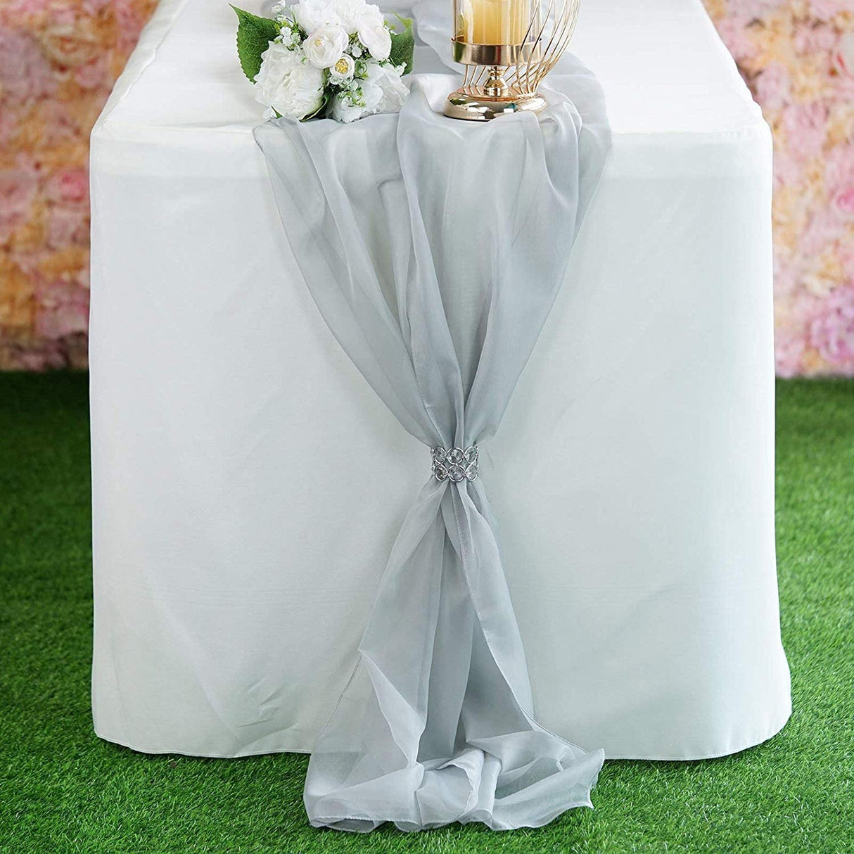 Chiffon Table Runner Polyester Fabric - Sheer, 18" Wide X 180" Long (1 Piece)