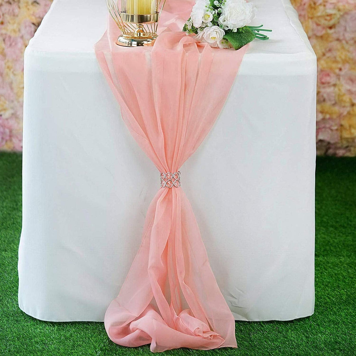 Chiffon Table Runner Polyester Fabric - Black, Sheer, 18" X 180" (1 Runner)