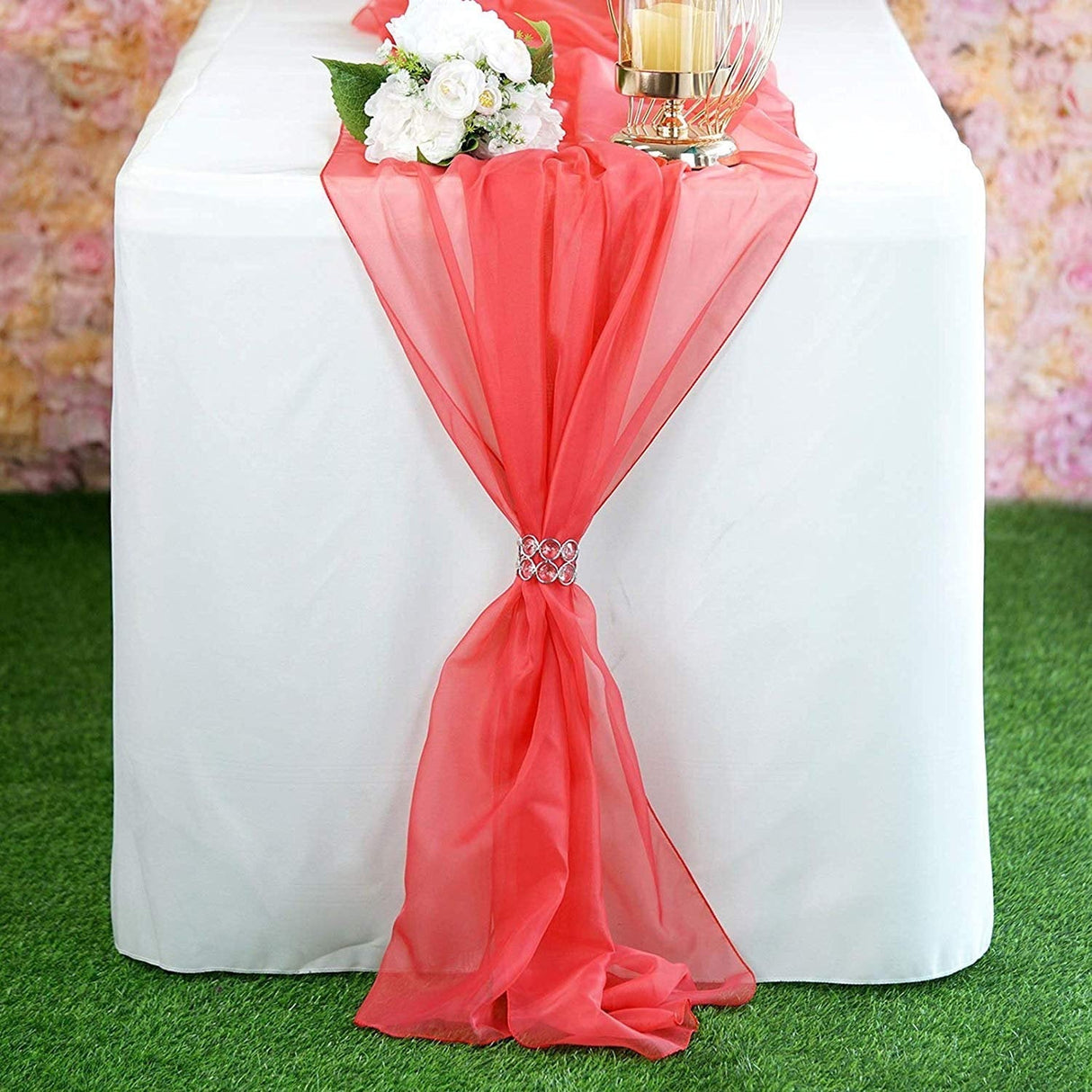 Chiffon Table Runner Polyester Fabric - Sheer, 27" X 120" (1 Runner)