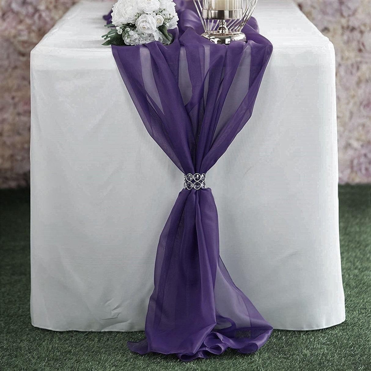 Chiffon Table Runner Polyester Fabric - Sheer, 27" X 120" (1 Runner)