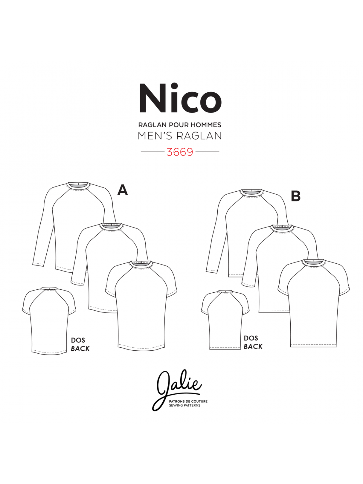 Sewing Pattern Nico Raglan Tee by Jalie