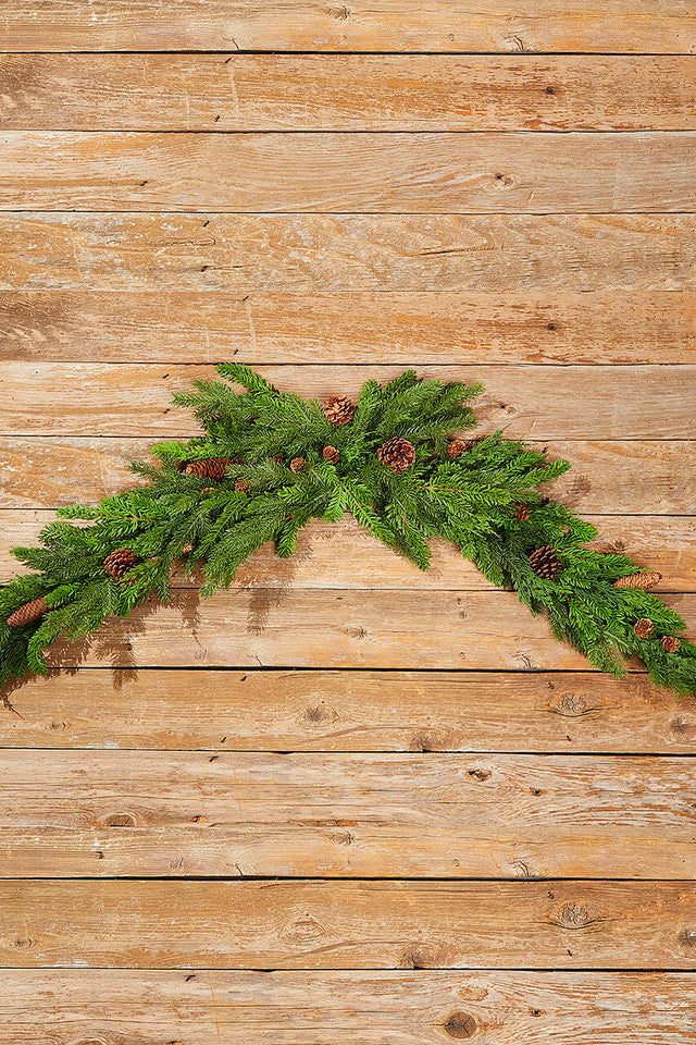 60” Noble Cedar Cone Tablepiece Elegant Holiday Centerpiece Christmas Table Décor