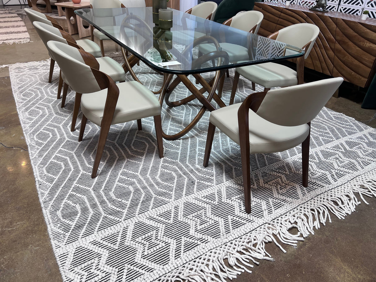 Natural Wool Blend Bohemian Design Rug - White Black, NR507, 60 Percent Wool 20 Percent Cotton 20 Percent Polyester (9' X 12')