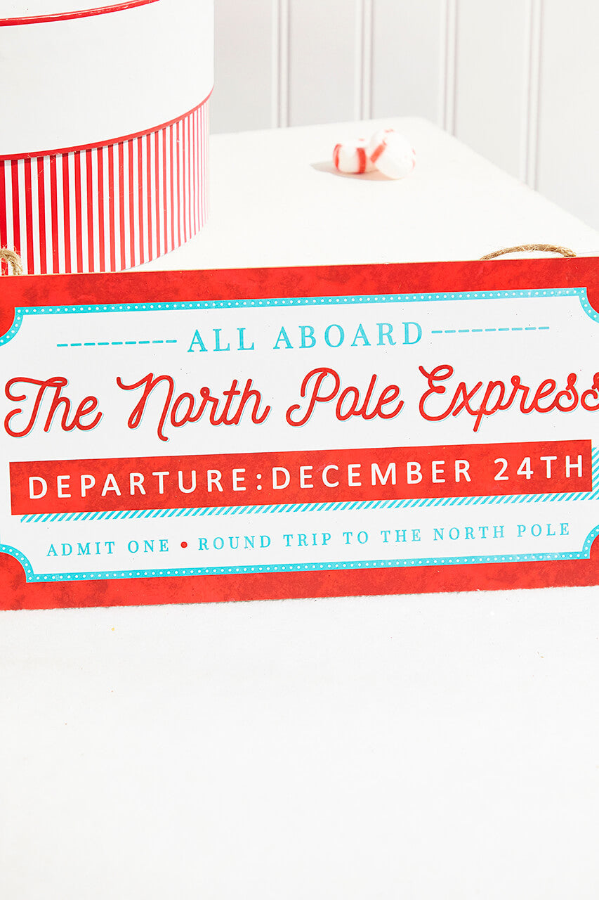 12.5 Inch x 6 Inch The North Pole Express Sign