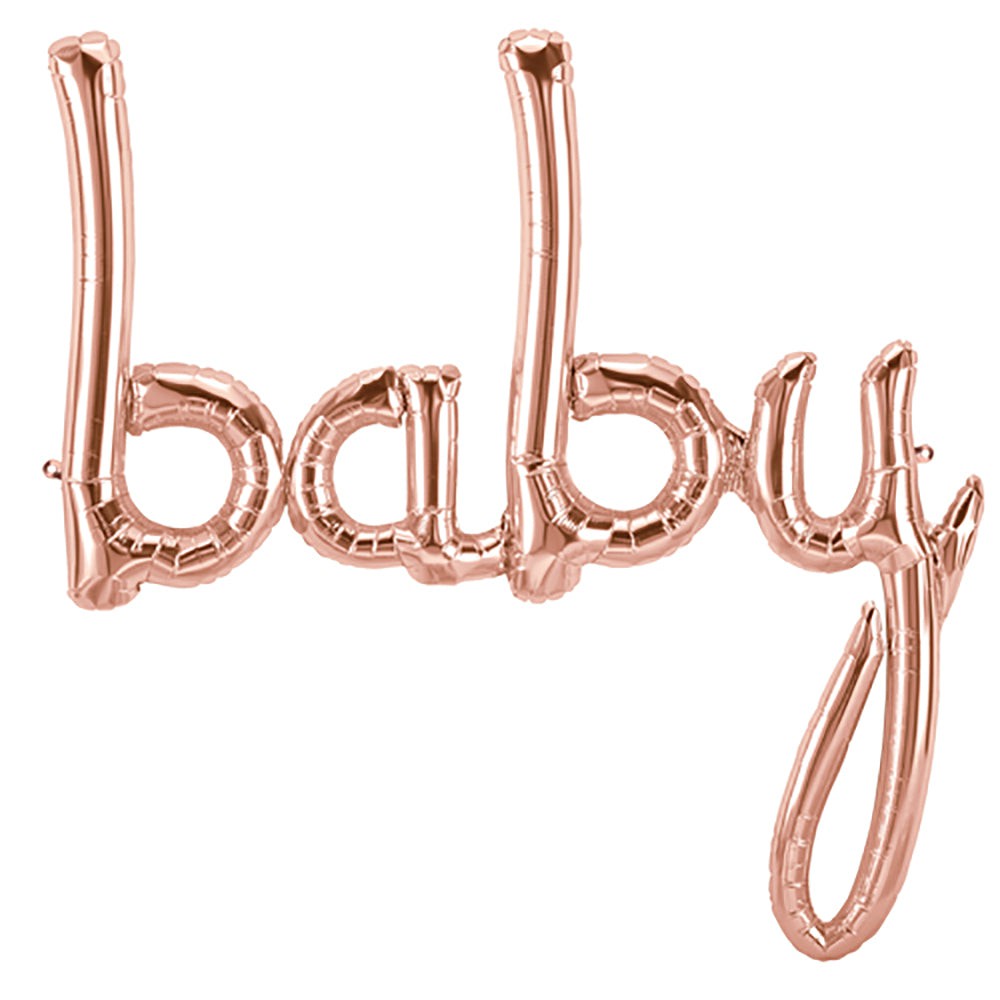Foil Balloon Baby Script Rose Gold