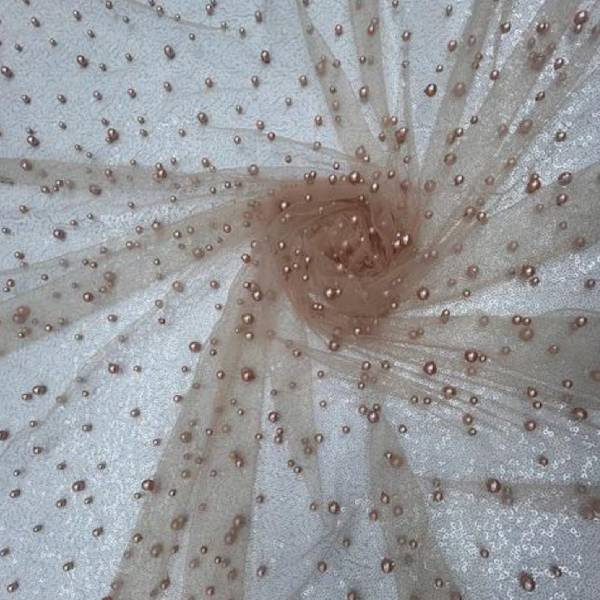 1 Yard Pearl Tulle Fabric Soft Sheer Mesh 58 Inch Width for Bridal Gowns