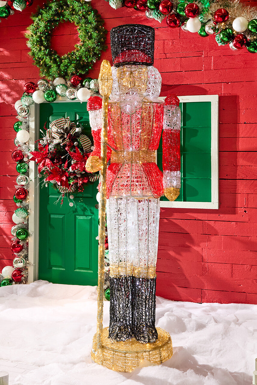 Giant Nutcracker 8 Ft LED Red Jacket Outdoor Christmas Decor