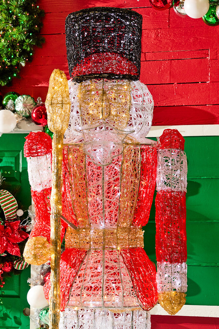 Giant Nutcracker 8 Ft LED Red Jacket Outdoor Christmas Decor