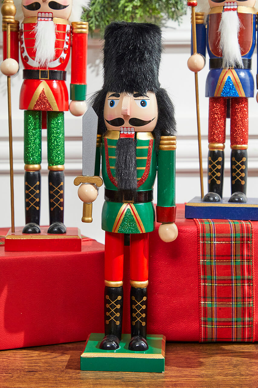 14” Multi-Colored Glitter Nutcracker