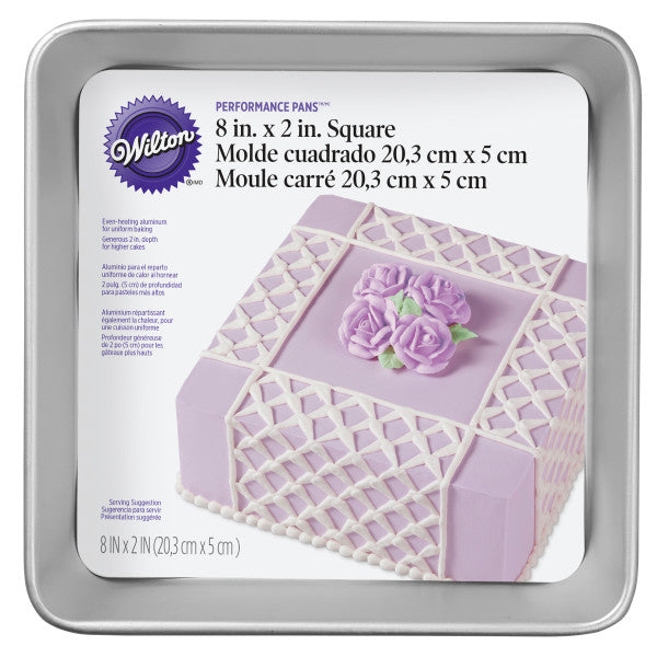 Wilton Performance Pans Aluminum Square Cake and Brownie Pan, 8-Inch 8x8x2"