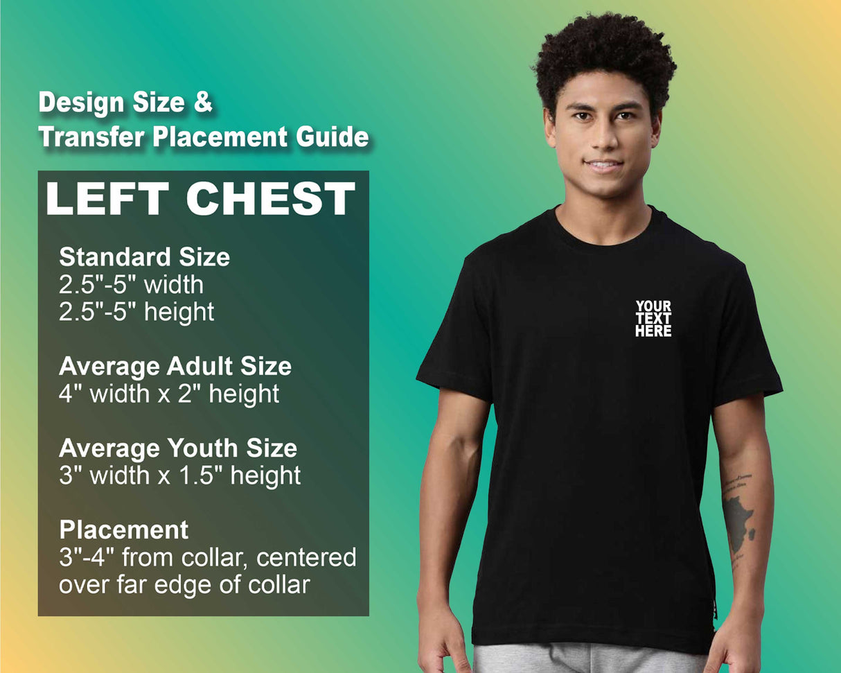 Pack: 12 Fast Customized T-Shirts – Print Your Own Design or Logo (Left Chest - Black)