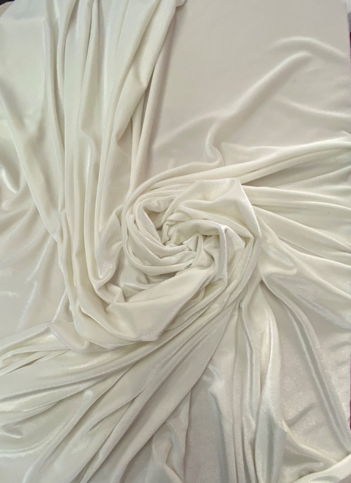 Off White Stretch Velvet Fabric - Off White, 58"-60" Width