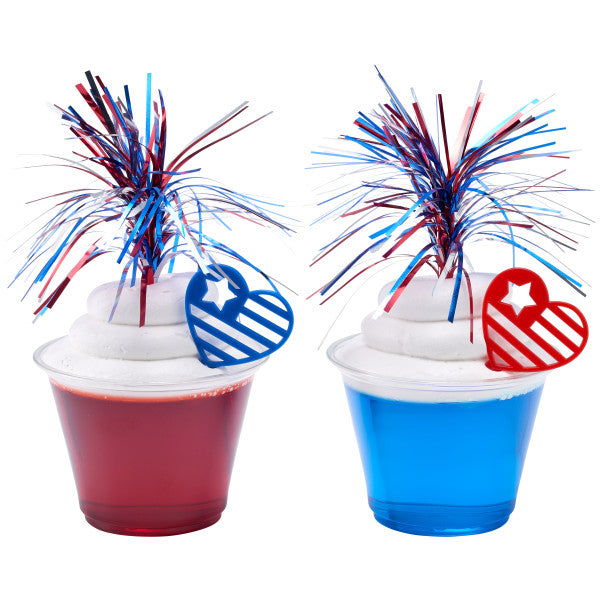 Independence Day Spray Mylar topper celebrate with congratulations Cupcake Cake Pics - set of 24
