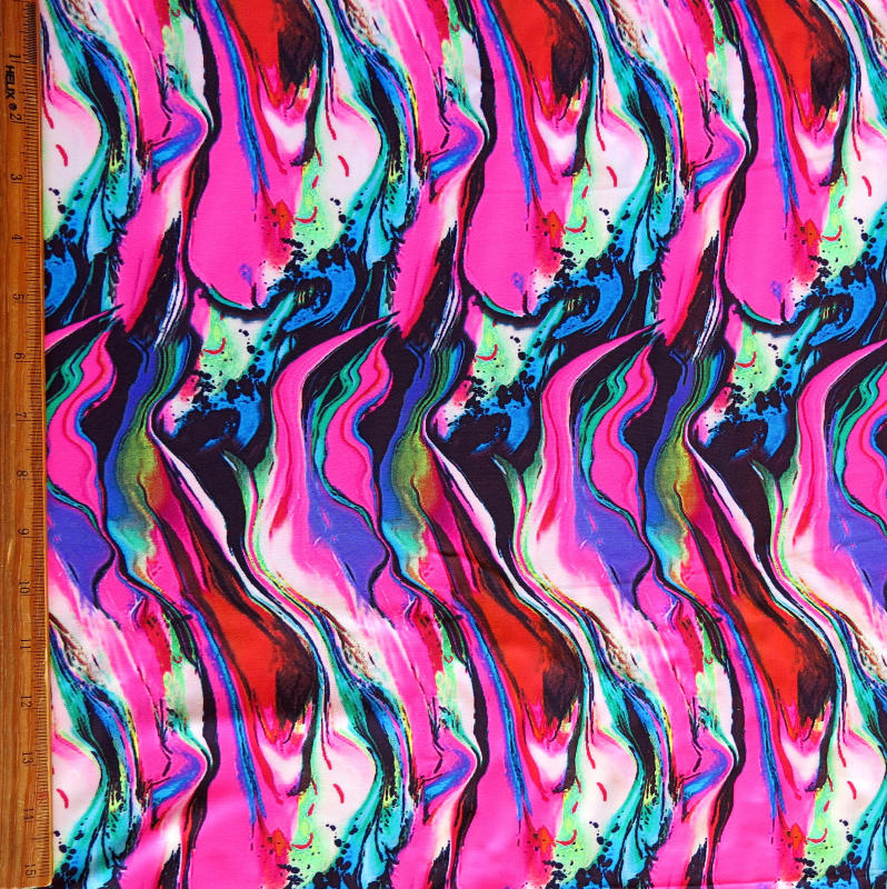 Nylon Spandex Swimsuit Fabric Oil Spill Print