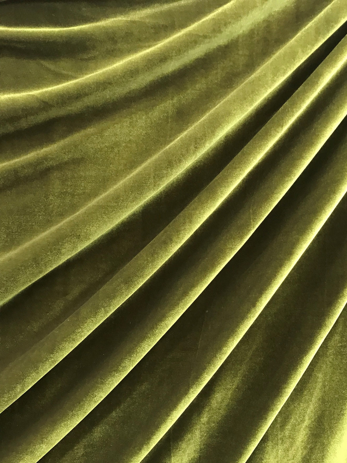 Olive Stretch Velvet Fabric - Olive, 58"-60" Width (1 Yard)