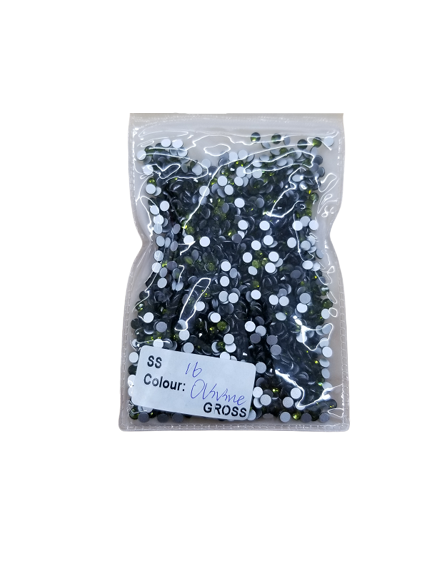 Flat Back Rhinestones Acrylic Fabric - Olive Green, Loose Rhinestones (2MM /6SS, 3MM/ 10SS, 4MM/16SS, 5MM/20SS, 6MM/30SS)