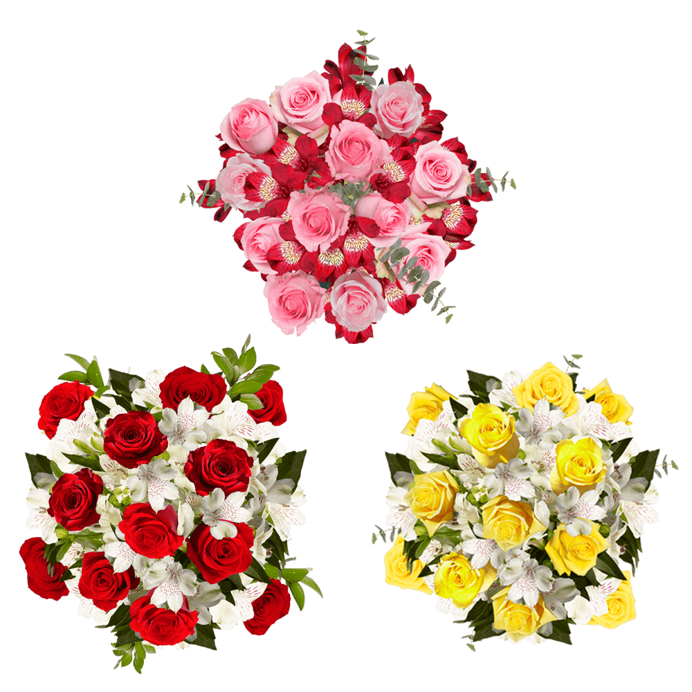Grandiose Flower Bouquet Fresh Mixed Roses and Alstroemeria