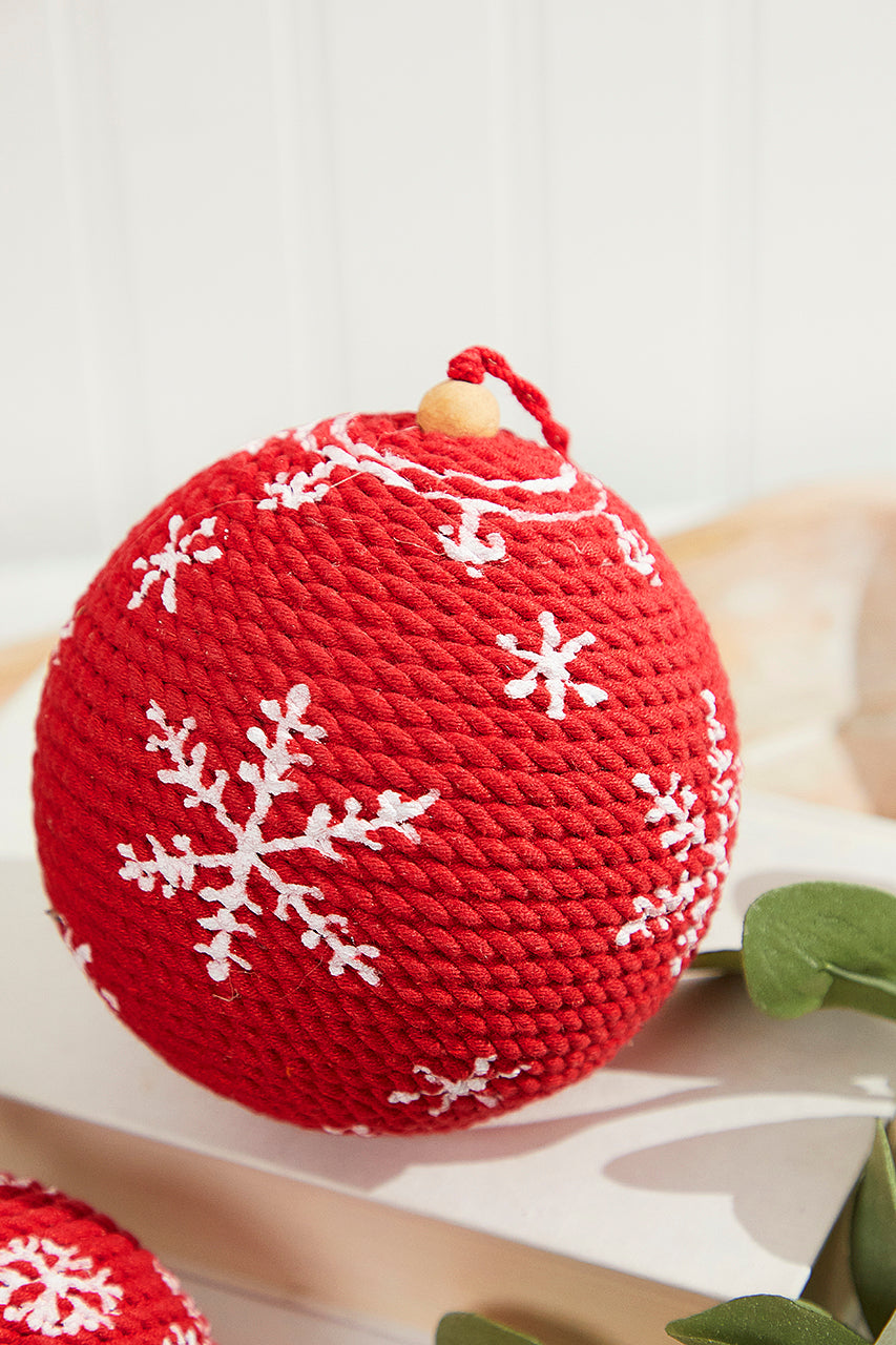 4"-5" Red Cotton Snowflake Ornament