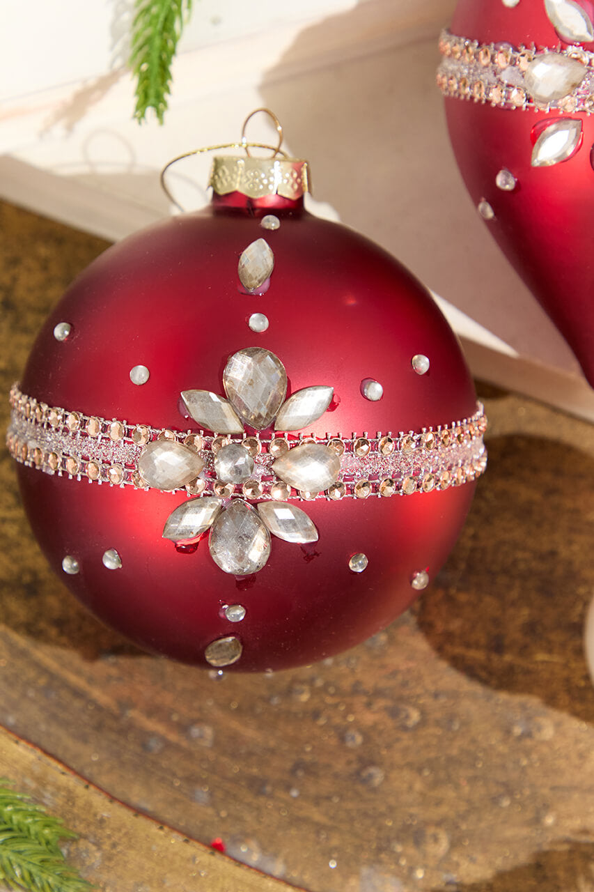 Red Gem Drop Glass Ornament