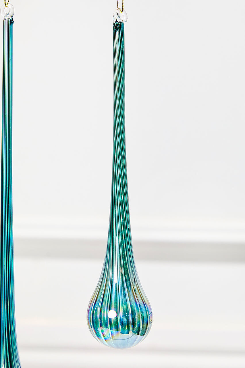 9 Inch - 12 Inch Blue Glass Drop Ornament
