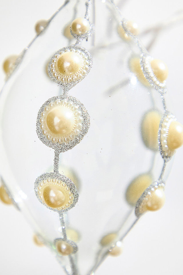 Glass Pearl Ornament 4 Inch Elegant Clear Christmas Tree Decor