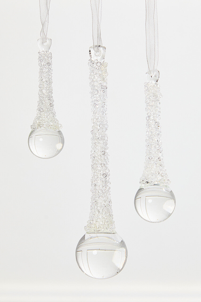 Drop Ornament Set of 3 Assorted Decorative Christmas Glass Teardrop Ornaments