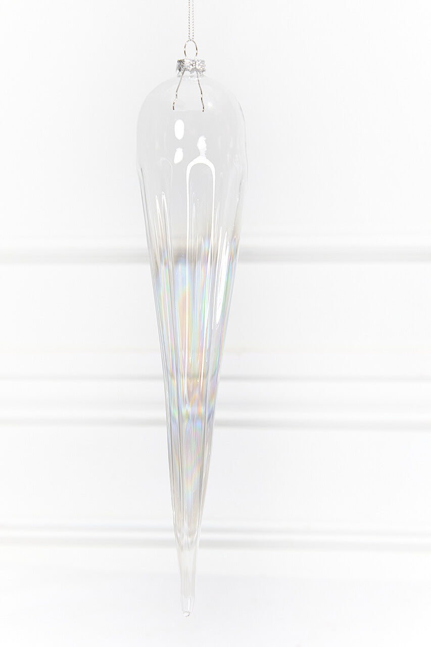 13" Iridescent Finial Glass Ornament
