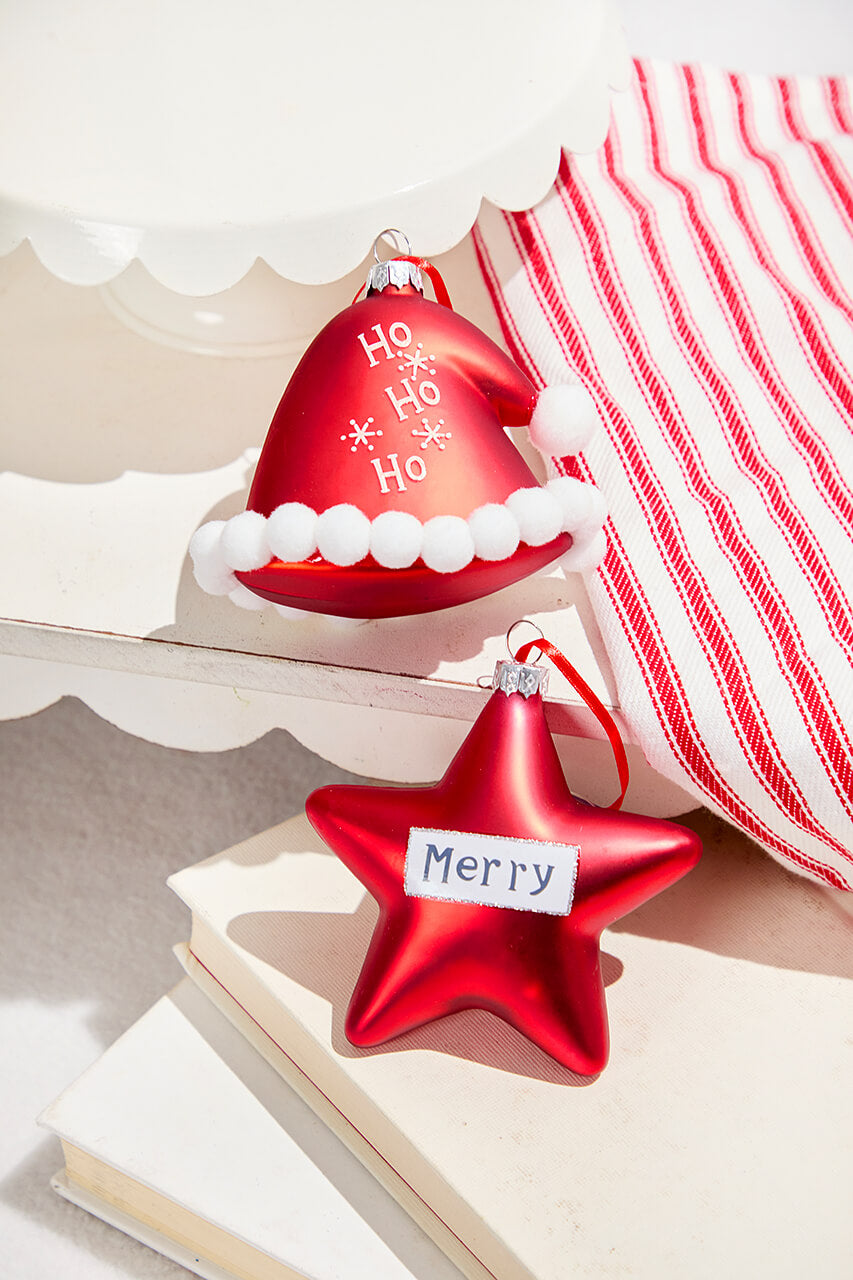Star/Hat Glass Ornament